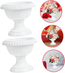 2pcs Wedding Flower Pot Garden Decorations Flower Urn Large Outdoor Pots Decorative Flowerpot Centerpiece Planter Retro Flower Pots Porch Wedding Decor Vintage Shaped White Plastic