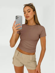 AUTOMET Womens 3 Piece Short Sleeve Shirts Basic Going Out Slim Fitted Crop Tops 2025 Summer Y2k Clothes