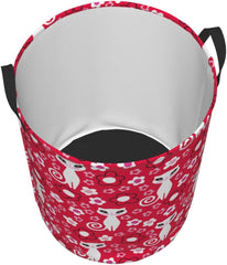 Cute Cat Laundry Hamper Circular Laundry Basket Bin Dirty Clothes Bag Storage Basket Small