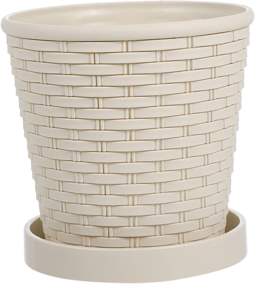 Milisten 1set Multi-Purpose Resin Planter Pot with Tray for Indoor and Outdoor Use for Growing Vegetables and Flowers Scratch-Resistant and Design