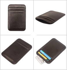 Bluelans Front Pocket Minimalist Faux Leather Slim Wallet Credit Card Holder for Men Women Work Travel Brown