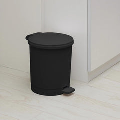 13 Gallon Black Plastic Trash Can with Lid, Heavy-Duty Indoor Garbage Can for Kitchen, Bathroom, Office, Home, Silent Closing & Easy-Clean Design