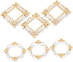 VICASKY 6Pcs Vintage Resin Mini Picture Frames Retro Small Photo Frames for DIY Crafts Wedding Home Decor Tabletop Display