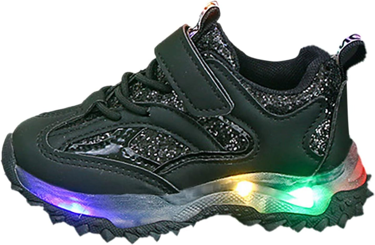 Toddler Baby Boys Girls Light Up Slip On Sneaker Rubber Thick Bottom Non Slip Sports Shoes Fashion Casual Shoes