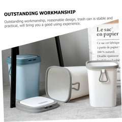 Nordic Style Press Type Trash Can with Lid Plastic Waste Bin for Bathroom Kitchen and Living Room Compact Household Garbage Container