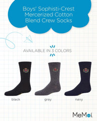 MeMoi Boys' Sophisti-Crest Mercerized Cotton Blend Crew Socks
