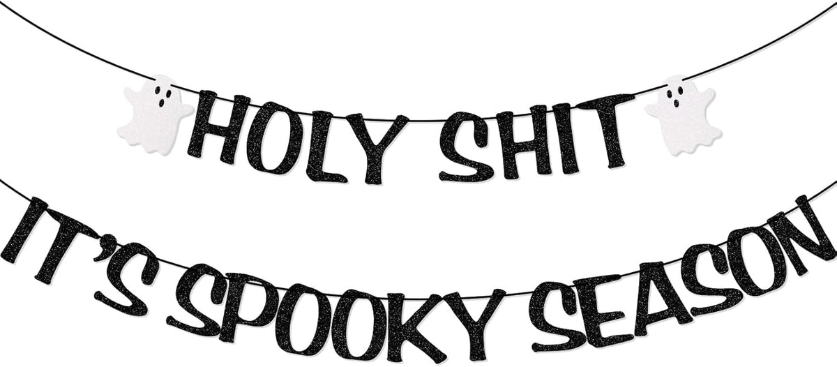 Halloween Party Decorations, Ghouls Just Wanna Have Fun Banner, Halloween Party Supplies, Black and White Glitter