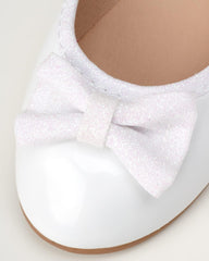KENSIE GIRL Shoes - Classic Leatherette Ballet Flats with Glitter Bow (Toddler/Girl)