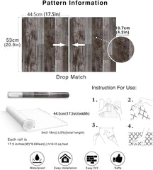 MulYeeh 17.5'' x 118'' Gray Peel and Stick Wallpaper Faux Wood Plank Paper Self-Adhesive Removable Wall Covering Prepasted Decorative Vinyl Film Shiplap