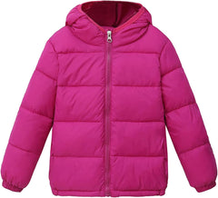 Kids Coat Size 10 Toddler Kids Boys Girls Winter Warm Jacket Outerwear Solid Coats Hooded Down Fill (Red, 7-8 Years)