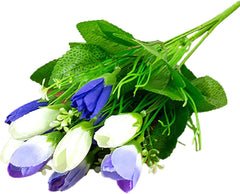 Artificial Flower Wedding Fake Plants 15 Heads Compatible with Wedding 1 Bouquet Blue