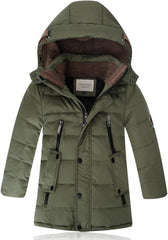 BILIKEYU Kids Down Outerwear Hooded Boys' Warm Jacket Puffers Winter Coats Girls' Solid Boys Coat&jacket Ski (Green, 9-10 Years)
