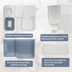 FAMILY'S BACKYARD Cat Bowls for Indoor,Automatic Cat Feeder,Dog Food Dispenser,Fully Enclosed Water Storage and Grain Storage Dual Function Pet Food Bowl,Size 30 * 25 * 22CM