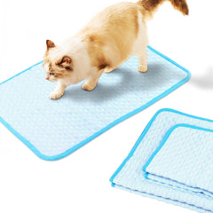 Cooling Mat Pad for Dogs Ice Silk Mat Dog Cooling Pad Summer Keep Your Pet Cool Pet Cool Mats for Dog and Cat Use in Crate Kennel Sofa Bed(S/50X40CM) wthin 5kg Pet, Blue
