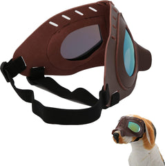 Pet Sunglasses Dog Goggles Reflective Lenses Adjustable Button Pu Leather for Puppy Outdoor Activities