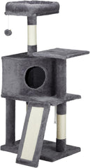 47 inch Cat Tree Cat Tower for Indoor Cats, Cat House with Padded Platform Bed, Toy Ball, Large Cozy Condo, Scratch Board and Sisal Scratching Posts, Dark Grey