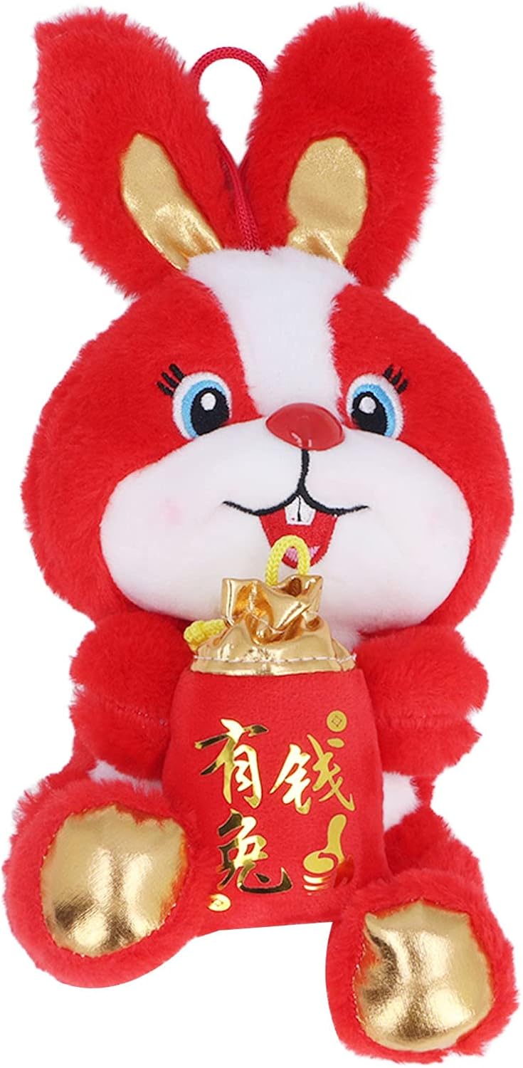 Year of The Rabbit 2023 Stuffed Animal, 2023 Chinese New Year Rabbit Toy Ornament Decorations, Bunny Plush Toy Zodiac Animal Plush Rabbit Hugging Pillow for Spring Festival Gift Home(Type 5)