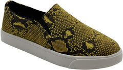 Soda Reign Slip-On Sneakers for Women, Size 6, Mustard Python