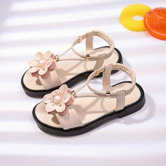 Girls Sandals Sandals Sandals Girls Baby Non-Slip Rubber Toddler Shoes Kids Flower Baby Shoes (Beige, 5-5.5 Years)