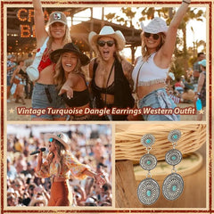 Turquoise Square Stone Dangle Earrings for Women Plated Hook Drop Earrings Trendy Jewelry for Casual Formal Wear