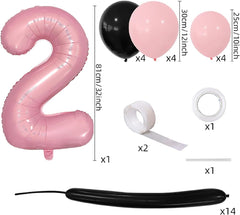 27Pcs Happy 2nd Birthday Decorations Pink 2 Balloons,2nd Year Old Party Supplies, Foil Helium Mylar Agate Star Heart Shaped Balloons Hot 2nd Birthday Balloon for Princess Girl 2 Birthday Baby Shower