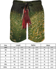 Men's Swim Trunks Walking Among Flowers Beach Shorts Quick Dry Summer Bathing Suit Swimwear Beachwear with Pockets