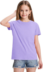 KEREDA 4 Pack Girls Short Sleeve Shirts Cotton T-Shirts Summer Basic Tees Tops Clothes for Kids