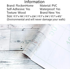 17.7"x 118" Peel and Stick Wallpaper Self-Adhesive Shiplap Light Grey/White Distressed Wood Plank Removable repasted Decorative