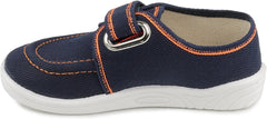 Asia 508 Toddler Boys' Navy Blue Hook-and-Loop Natural Canvas Loafer