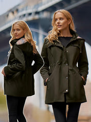 SaphiRose Women's Long Hooded Rain Jacket Outdoor Raincoat Windbreaker