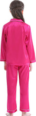 Girls Boys Satin Long Sleeve Button-Down Pajamas Set Sleepwear Loungewear