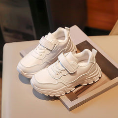 Fashion All Seasons Children Sneakers Boys and Girls Flat Sole Solid Color Comfortable Light Run High Heels for Girls