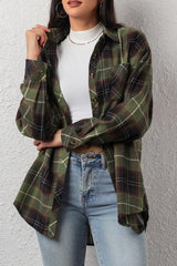 CHYRII Womens Button Down Flannel Shirts Long Sleeve Plaid Shackets Business Casual Blouse Top