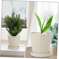 Milisten 1set Multi-Purpose Resin Planter Pot with Tray for Indoor and Outdoor Use for Growing Vegetables and Flowers Scratch-Resistant and Design