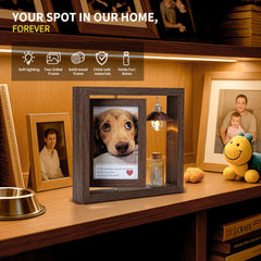 Pet Keepsakes for Dogs - Rotating Dog Memorial Photo Album with Pet Urn Necklace & Pet Hair Keepsake - Sympathy Gift for Dog Loss, Custom Picture Frame for Cats Remembrance