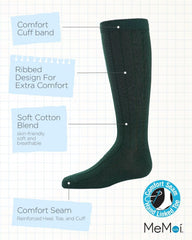 MeMoi 3 Pack Ribbed Boys Crew Socks, Cotton Blend Boys Dress Socks, Comfortable Crew Height Design - Sizes 6-14