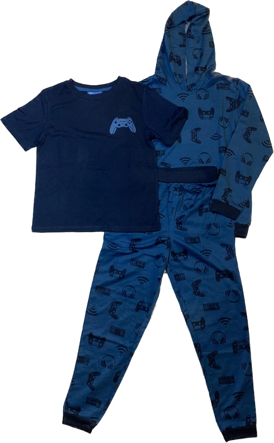 St. Eve Youth Boy's 3 Piece PJ Sleepwear Set (Blue, Small(7/8))
