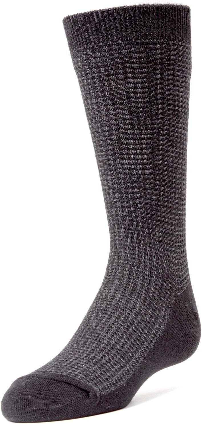 MeMoi Diamond Textured Boys Cotton Rich Dress Crew Socks