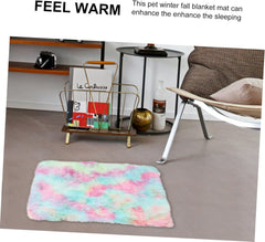 Hemoton Warm Pet Blanket Long Plush Dog Bed for Cats Puppy Sleep Mat Fleece Dog Blanket Crate Pad