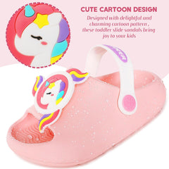 techcity Toddler Little Kids Slide Sandals Cute Summer Shower Beach Pool Slippers Thick Sole Slip On Sandals Water Shoes with Backstrap Boys Girls Clogs