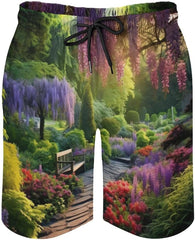 Men's Swim Trunks Beautiful Garden Beach Shorts Quick Dry Summer Bathing Suit Swimwear Beachwear with Pockets