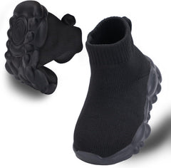 Boys and Girls Indoor Non-Slip Baby Toddler Shoes Breathable mesh Surface Lightweight Elastic Socks Shoes Memory Soles Protect Toes Outdoor Sneakers Black