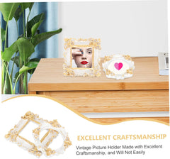 VICASKY 6Pcs Vintage Resin Mini Picture Frames Retro Small Photo Frames for DIY Crafts Wedding Home Decor Tabletop Display