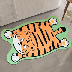 Bathroom Rugs Tiger Mat 32" × 20" Quick Dry Super Absorbent Bath Mat Non Slip Washable Bath Rug,Shower Rug for in Front of Bathtub Shower Room, Floor Doormat Floor Door Cushion