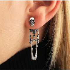 2pcs Gothic Skull Faux Human Skull Bone Drop Earrings Stud Earrings Halloween For Women Suitable For Halloween Party