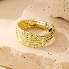 1PC Gold Plated Ring for Women, Multi-Layered Coiled Ring, Fashionable Stackable Jewelry, Non Tarnish Gold Rings for Women, Suitable for Everyday Wear or Special Occasions