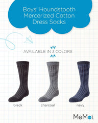 MeMoi Boys' Houndstooth Mercerized Cotton Dress Socks