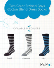 MeMoi Two Color Striped Boys Cotton Blend Dress Socks