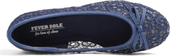 FEVERSOLE Round Toe Lace Ballet Crochet Flats Women's Comfy Breathable Shoes