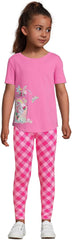 Lands' End G Solid Ankle Legging Pink Gingham Kids X-Large